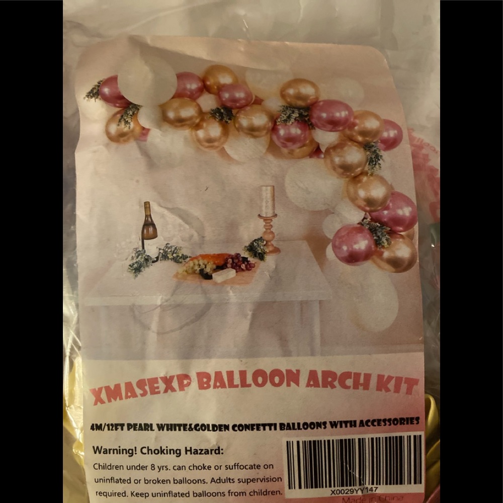 Balloon Arch Kit-Pearl White & Golden Confetti Balloons + Accessories